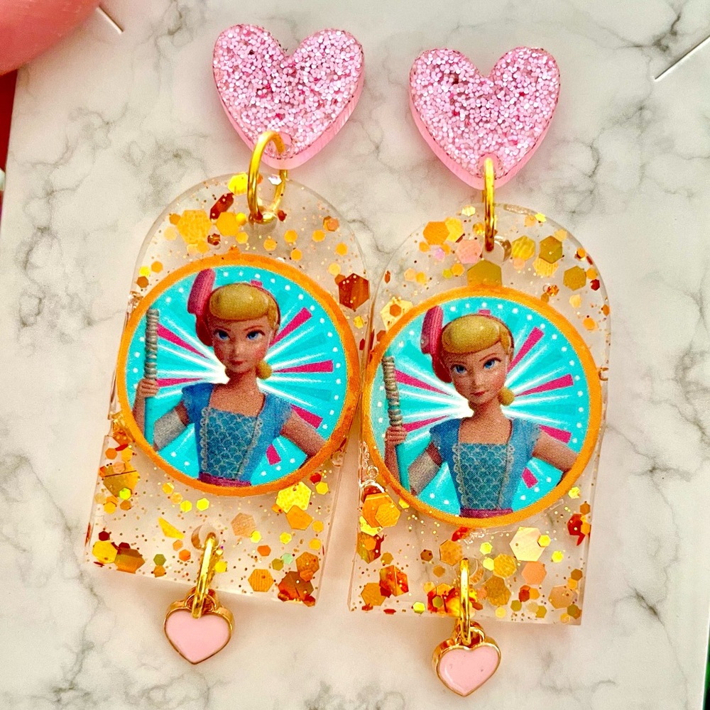 Bo Peep Acrylic Dangle Earrings